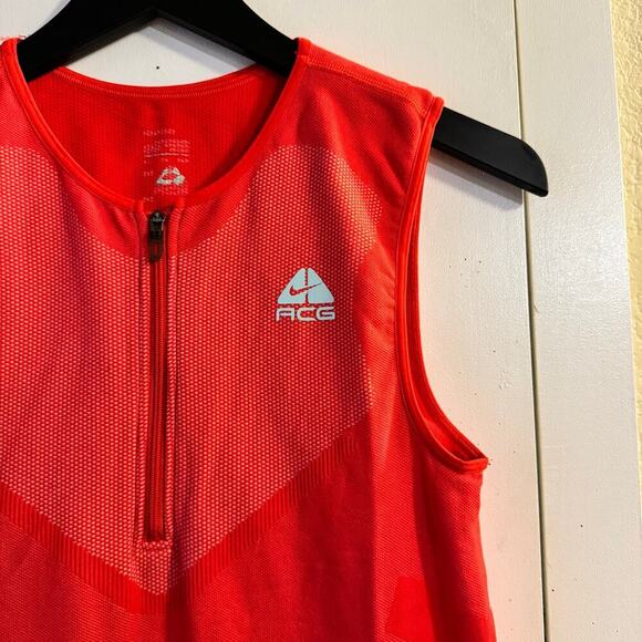 Nike Women’s 1/4 Zip Tank Top Orange Activewear - Picture 2 of 6